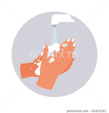 Coronavirus infection preventive measures, wash hands with soap 63833261