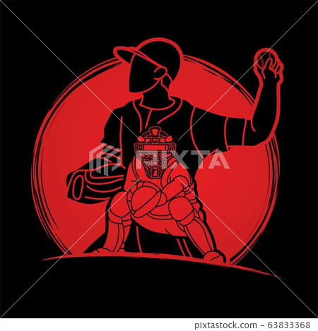 Group of Baseball players action cartoon sport graphic vector. Group of Baseball players action cartoon sport graphic vector. 63833368