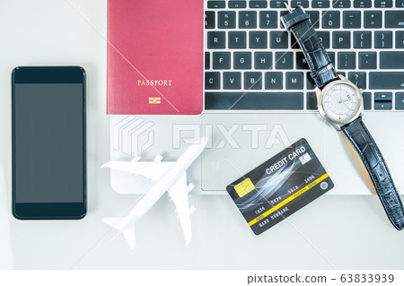 Smartphone, credit card on keyboard Smartphone, credit card on keyboard 63833939