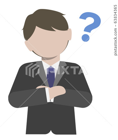 有懷疑的年輕男性上班族的插圖素材 63834365