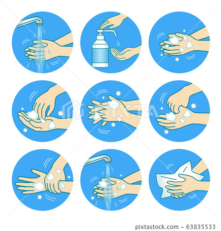 Set of hand washing procedure 02 Set of hand washing procedure 02 63835533