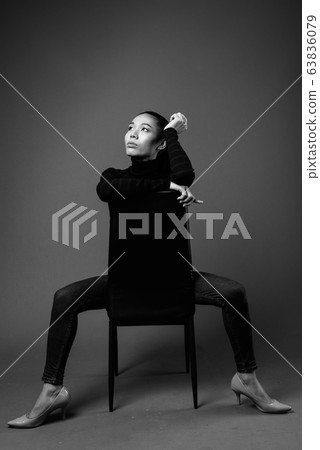 Black And White Portrait Of Asian Transgender Woman Sitting Black And White Portrait Of Asian Transgender Woman Sitting 63836079