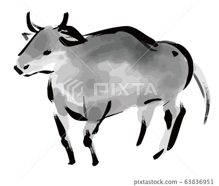 牛水墨畫插圖 63836951