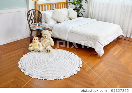 Interior with rugs, carpets, beds, 63837225