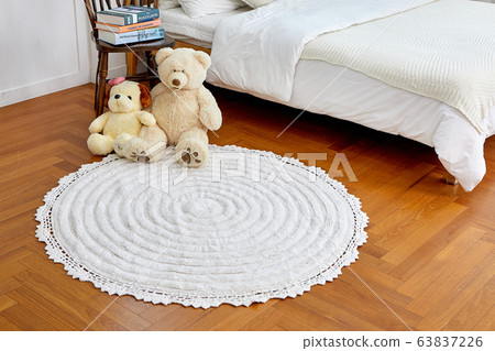 Interior with rugs, carpets, beds, 63837226
