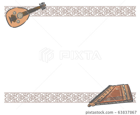 Frame material using Arab ethnic instruments and arabesque patterns 63837867