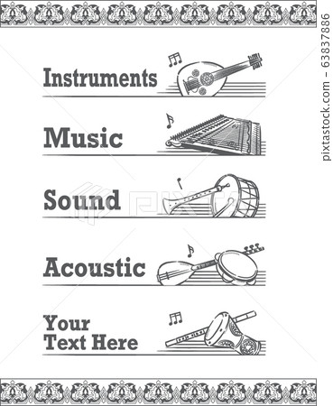 Label material set using Arab ethnic instruments Label material set using Arab ethnic instruments 63837886