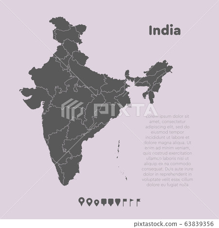 Vector template India country map divided on state 63839356