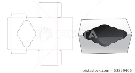 Gift box with curved window die cut template Gift box with curved window die cut template 63839466
