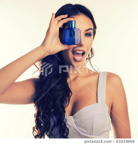 Portrait of attractive girl closes her eyes with Portrait of attractive girl closes her eyes with 63839666