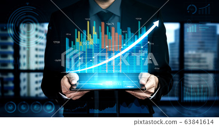 Double Exposure Image of Business Profit Growth 63841614