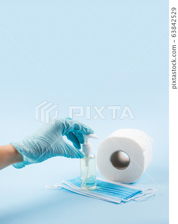 Products to face covid19 quarantine. Panic concept 63842529