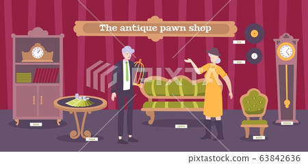 Antique Pawnshop Flat Banner  63842636