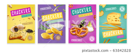 Realistic Snacks Poster Set 63842828