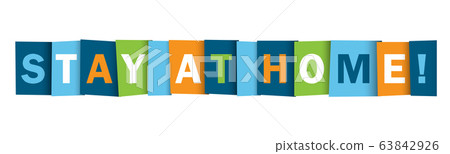 STAY AT HOME colorful vector typography banner 63842926