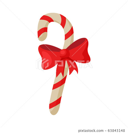 Candy Cane with Red Bow, Christmas and New Year... - Stock Illustration ...
