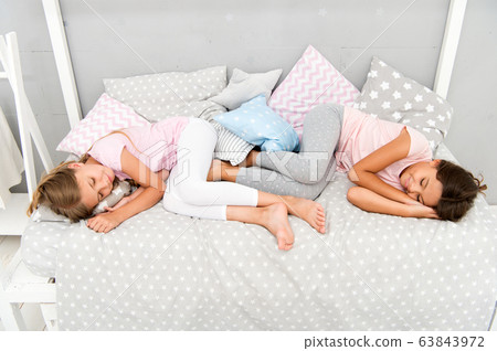 Good night and sweet dreams. Girls fall asleep Good night and sweet dreams. Girls fall asleep 63843972