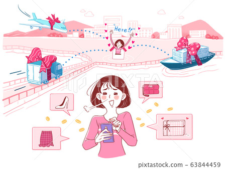 a convenient e-commerce shopping life illustration. 001 a convenient e-commerce shopping life illustration. 001 63844459