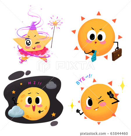 Set of Weather icon cartoon style illustration. 005 Set of Weather icon cartoon style illustration. 005 63844460