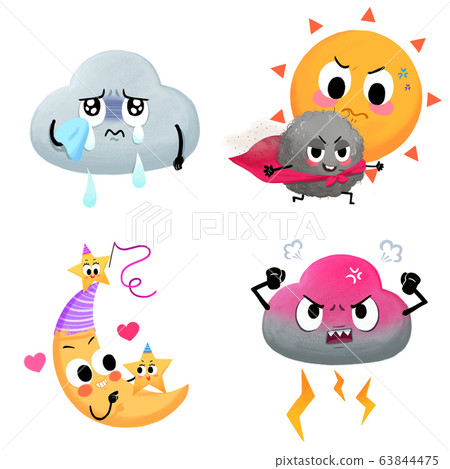 Set of Weather icon cartoon style illustration. 002 Set of Weather icon cartoon style illustration. 002 63844475