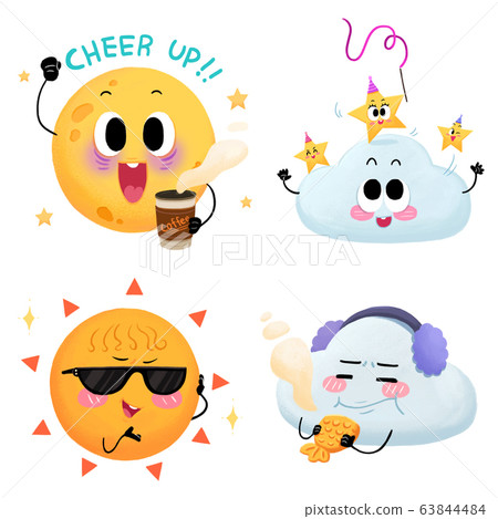 Set of Weather icon cartoon style illustration. 008 Set of Weather icon cartoon style illustration. 008 63844484