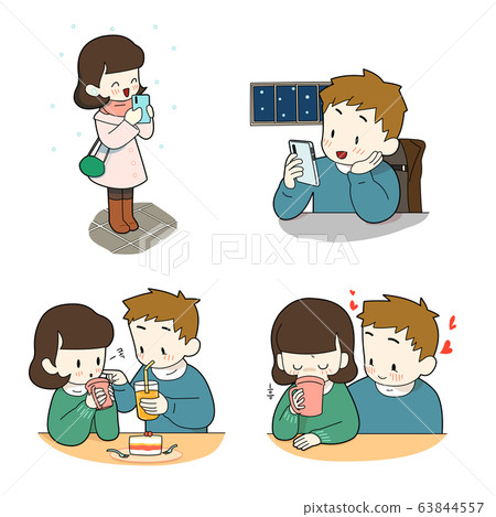 Cartoon character different emotions set illustration 001 63844557