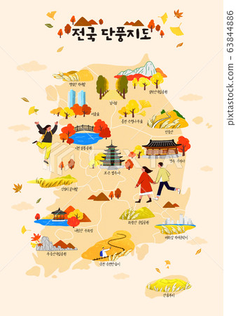 Tourist Map of South Korea concept, famous for various tourist attractions illustration 003 Tourist Map of South Korea concept, famous for various tourist attractions illustration 003 63844886