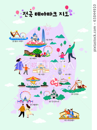 South Korea Tourist Map Tourist Map Of South Korea Concept, Famous For... - Stock Illustration  [63844910] - Pixta