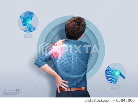 Health problems concept. Pain on human body 001 Health problems concept. Pain on human body 001 63845006
