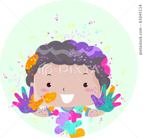 Kid Boy Holi Powder Illustration 63845114