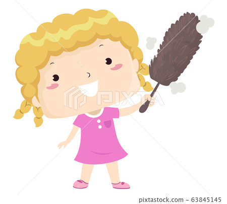 Kid Girl Dusty Adjective Illustration 63845145