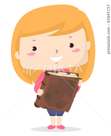 Kid Girl Adjective Old Book Illustration 63845157