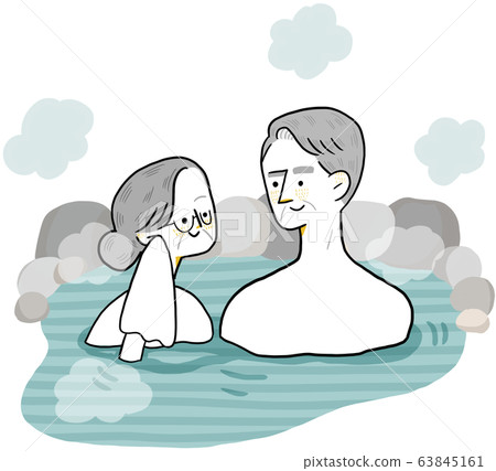 Hot spring area elderly couple 63845161