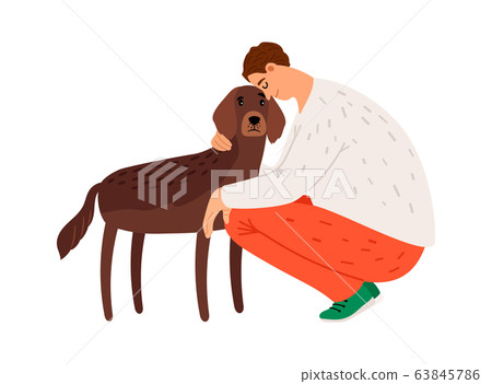 Man hugs setter Man hugs setter 63845786