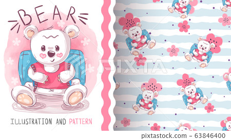 Cute teddy bear - seamless pattern 63846400