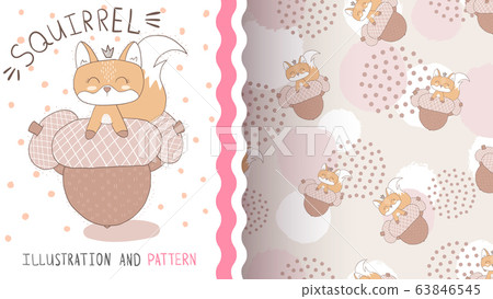 Squirrel with nuts - seamless pattern Squirrel with nuts - seamless pattern 63846545