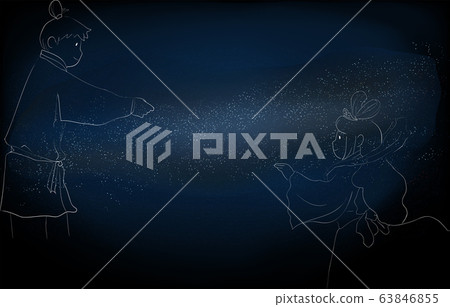 Illustration of Milky Way and Orihime and Hikoboshi of Tanabata 63846855