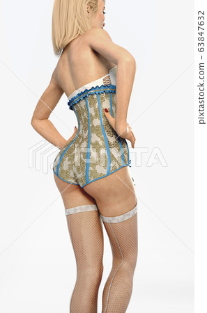 Attractive woman in burlesque clothes in sexy pose 63847632