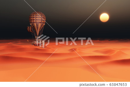 Fantasy hot air balloon over a desert landscape 63847653