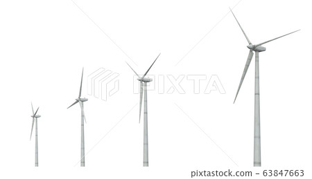 Wind turbines isolated on white background 63847663