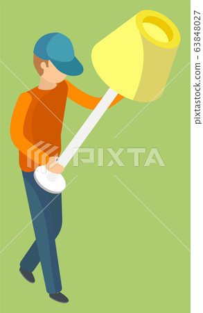 Delivery Service Man Carrying Torchiere Vector 63848027