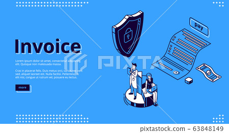 Vector landing page of invoice, mobile payment 63848149