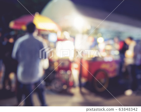 Street food stall Outdoor market Event festival Blur background 63848342