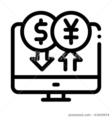 computer currency exchange icon vector outline illustration 63849934