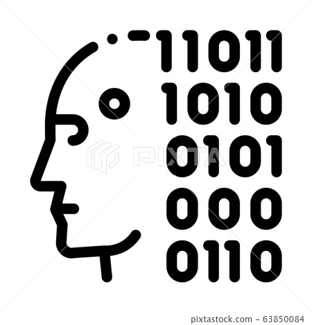 Binary Numbers Robotics robot binary code icon vector outline illustration - Stock Illustration ...