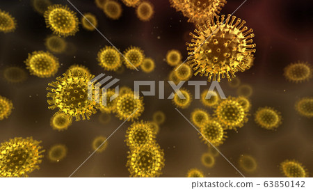 Virus bio influenza SARS coronavirus disease bacteria cells medical 3D illustration 63850142