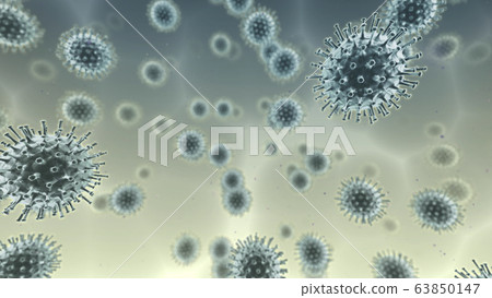 Virus bio influenza SARS coronavirus disease bacteria cells medical 3D illustration 63850147