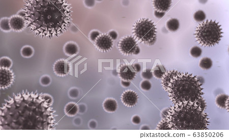 Virus bio influenza SARS coronavirus disease bacteria cells medical 3D illustration 63850206