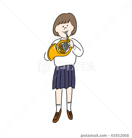 Female student playing the horn (standing) 63852008