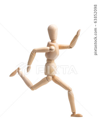 Wooden figure running isolated on white background Wooden figure running isolated on white background 63852098